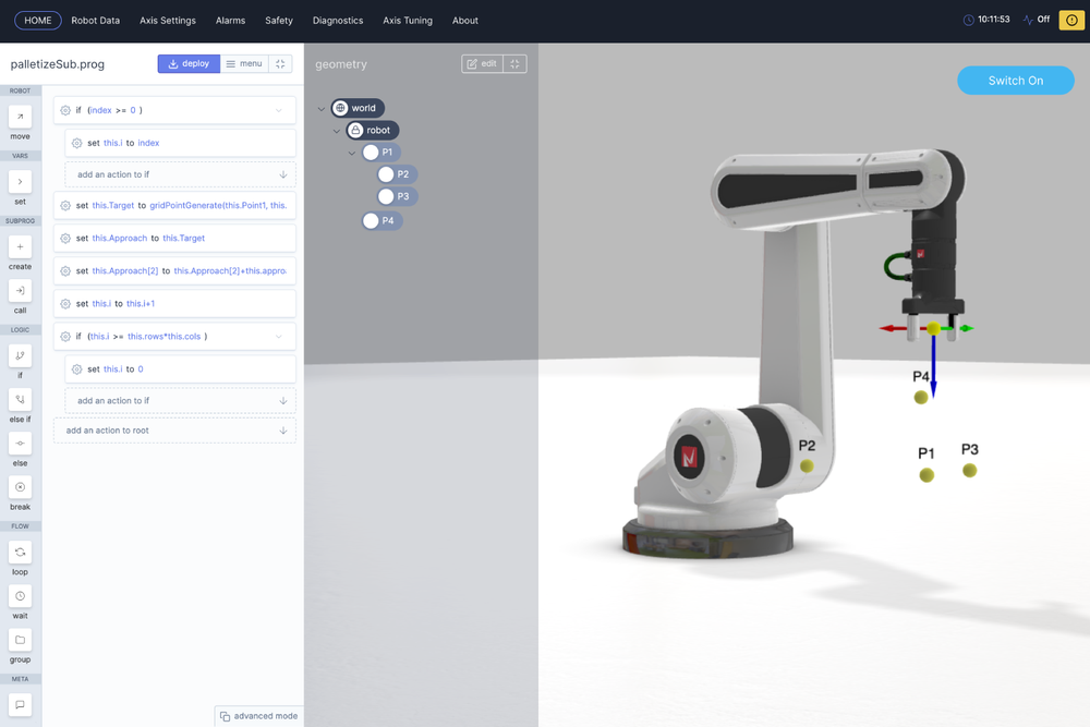 robot control system webapp